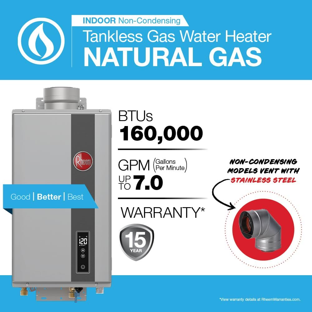 Rheem RTG Non-Condensing Tankless: Indoor vs. Outdoor, Natural Gas vs. Propane — Every Variant Mapped